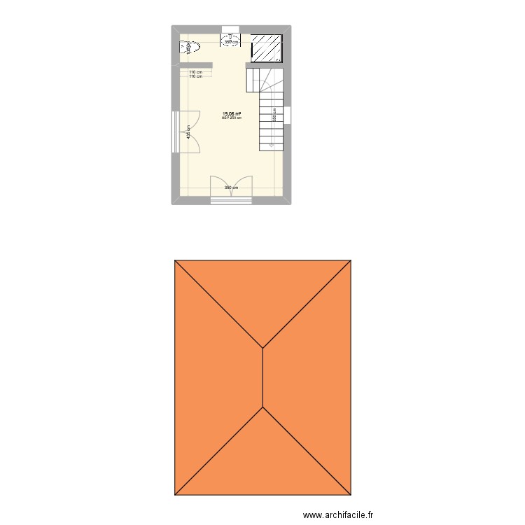 STEL GALANTE. Plan de 1 pièce et 19 m2