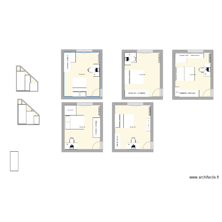 chambre. Plan de 11 pièces et 85 m2