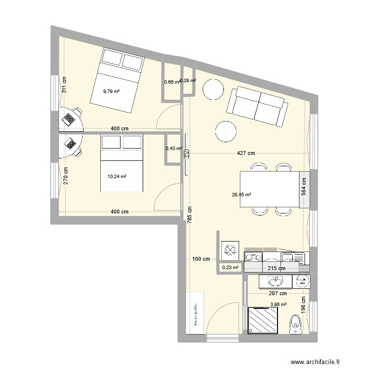 FORAZ LYON 8 PROJET 1. Plan de 8 pièces et 55 m2