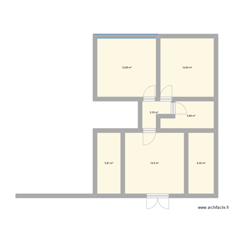 étage. Plan de 7 pièces et 60 m2