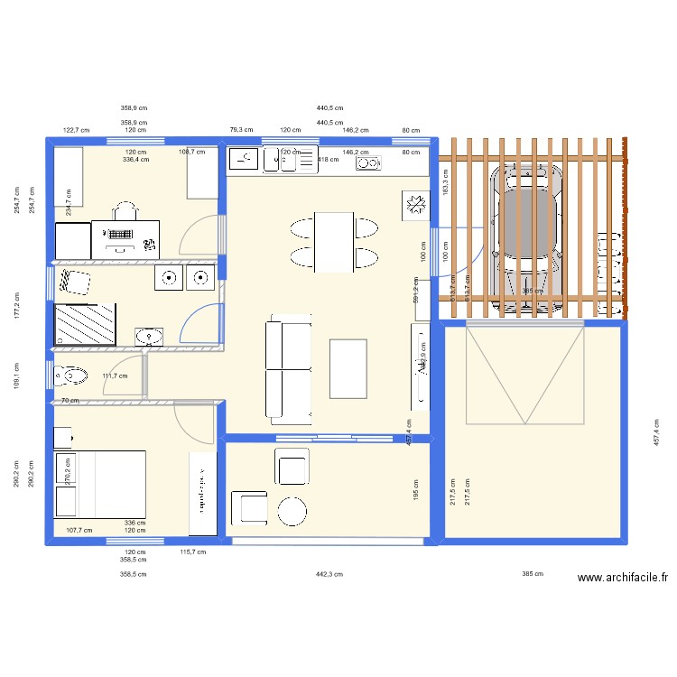 retraite 2. Plan de 4 pièces et 39 m2