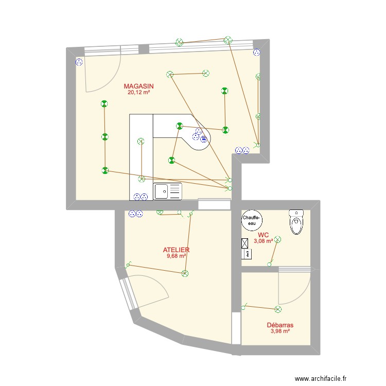 LCDM2. Plan de 4 pièces et 37 m2