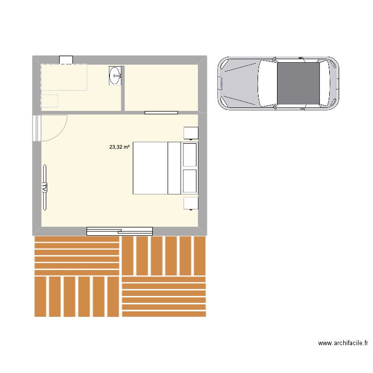 CELONY. Plan de 1 pièce et 23 m2