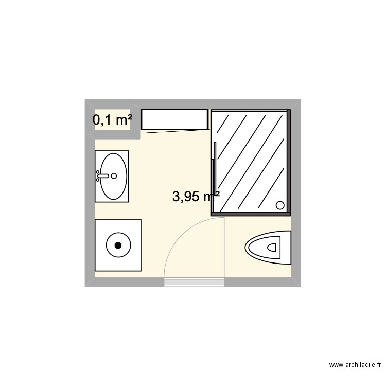 Rochilles SDB 1 V2. Plan de 2 pièces et 4 m2