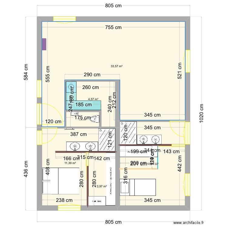 Bellet 2. Plan de 6 pièces et 70 m2