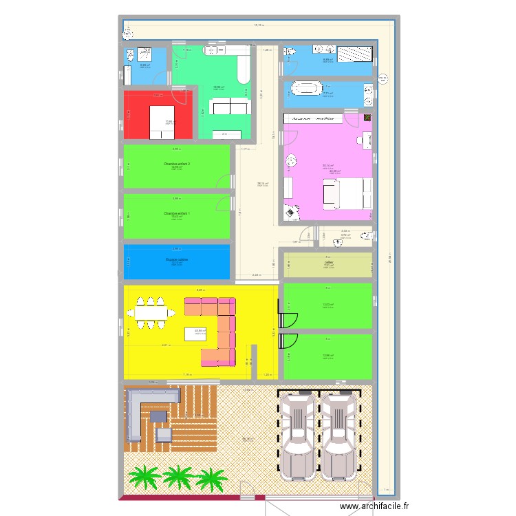 Plan maison. Plan de 17 pièces et 364 m2