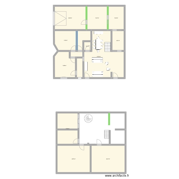 rdc. Plan de 11 pièces et 200 m2