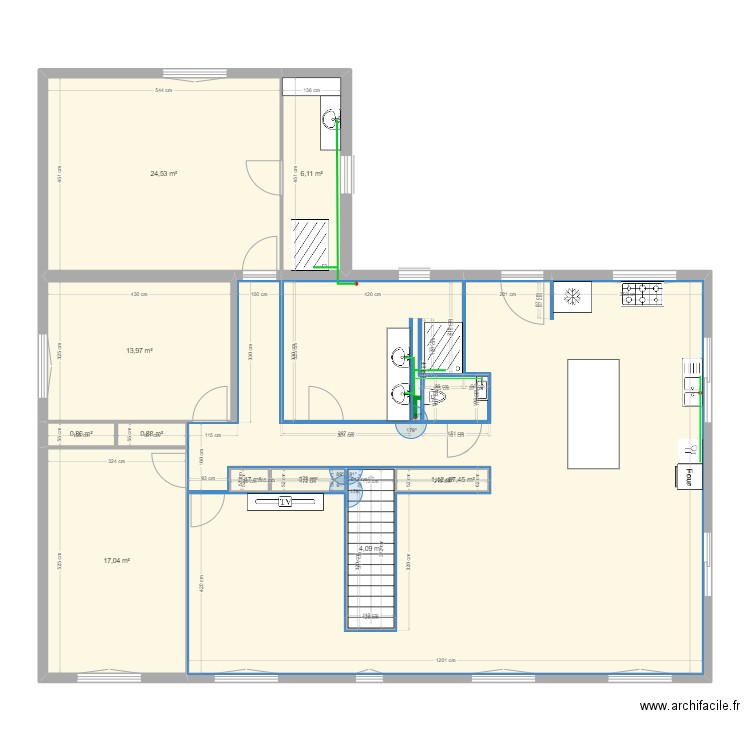 Etage. Plan de 11 pièces et 167 m2