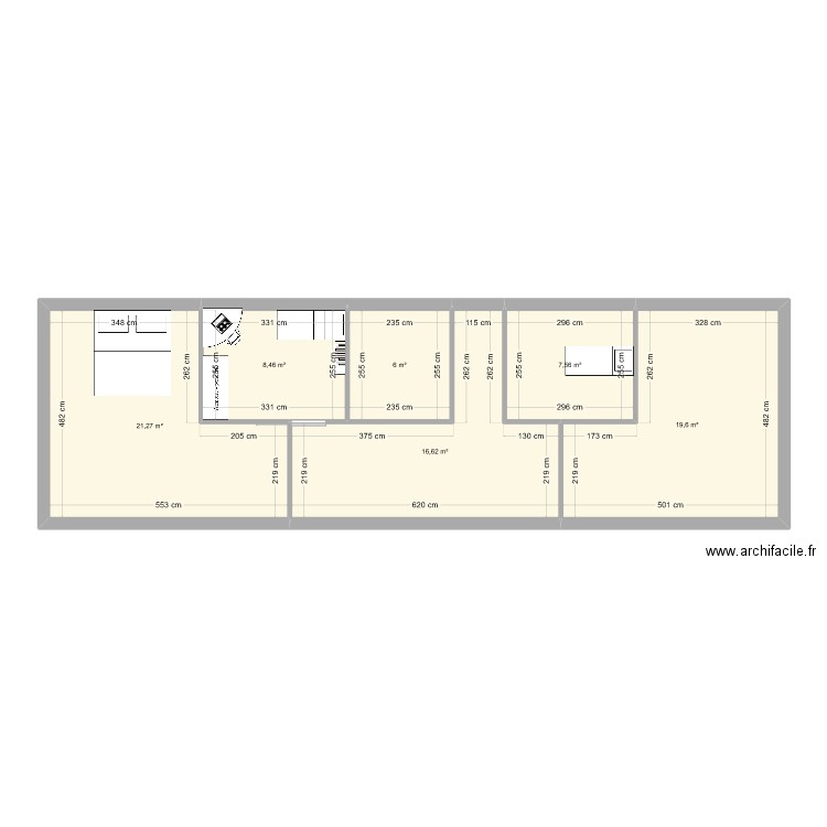 Maison 1er . Plan de 6 pièces et 80 m2