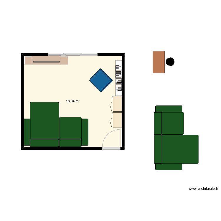 salon3. Plan de 1 pièce et 18 m2