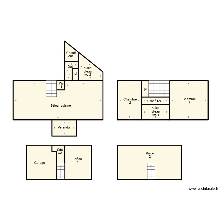 LOCTUDY LEPINETTE. Plan de 16 pièces et 74 m2