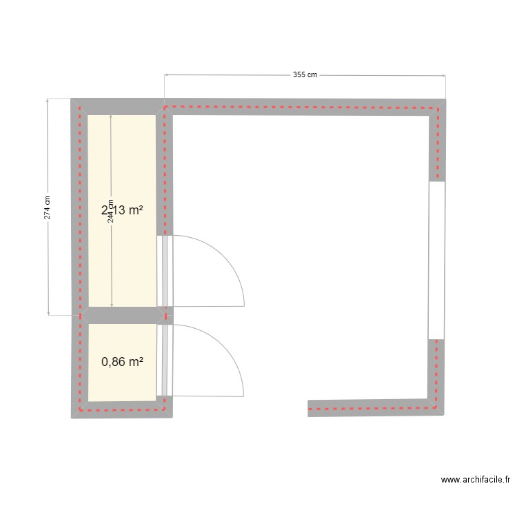 pool house. Plan de 2 pièces et 3 m2