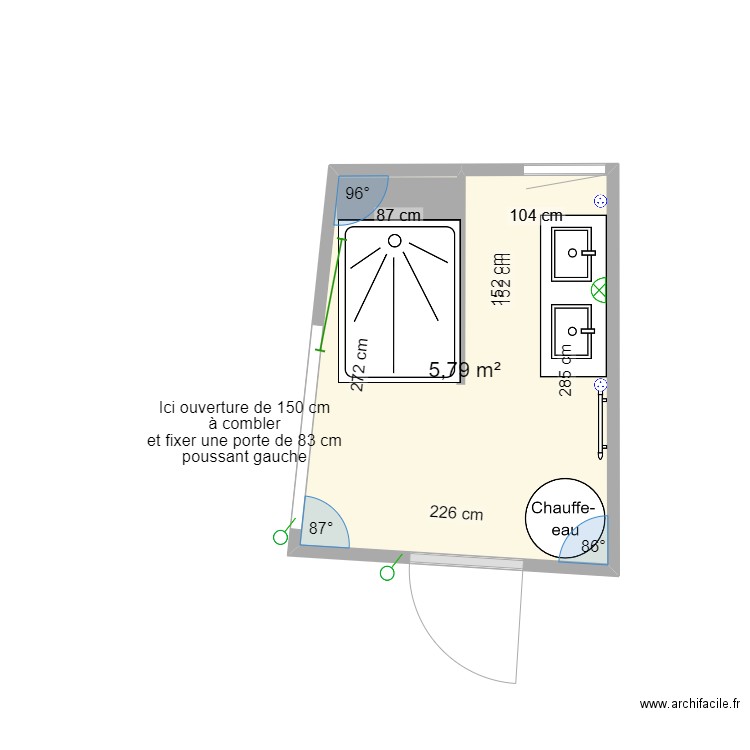 CT - PLAN Pagnol - SDB bas. Plan de 1 pièce et 6 m2