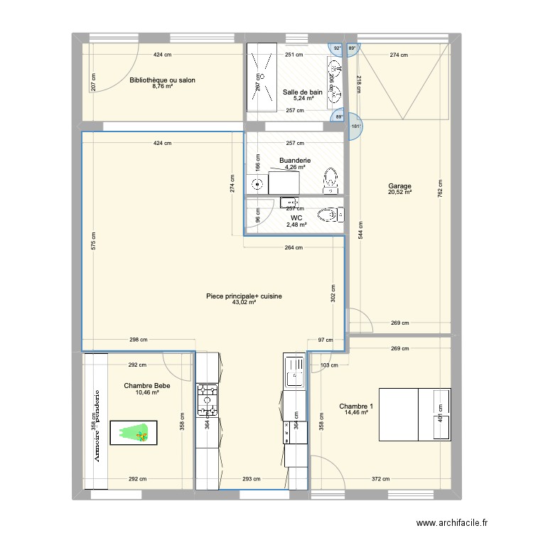 Maison D&C. Plan de 8 pièces et 109 m2