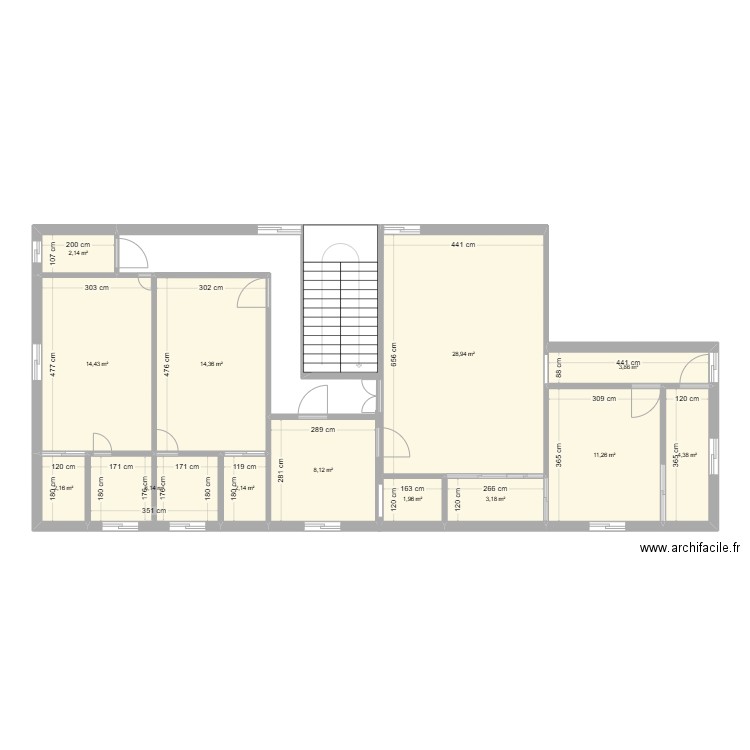 Plan DLA_MBOPPI. Plan de 13 pièces et 103 m2