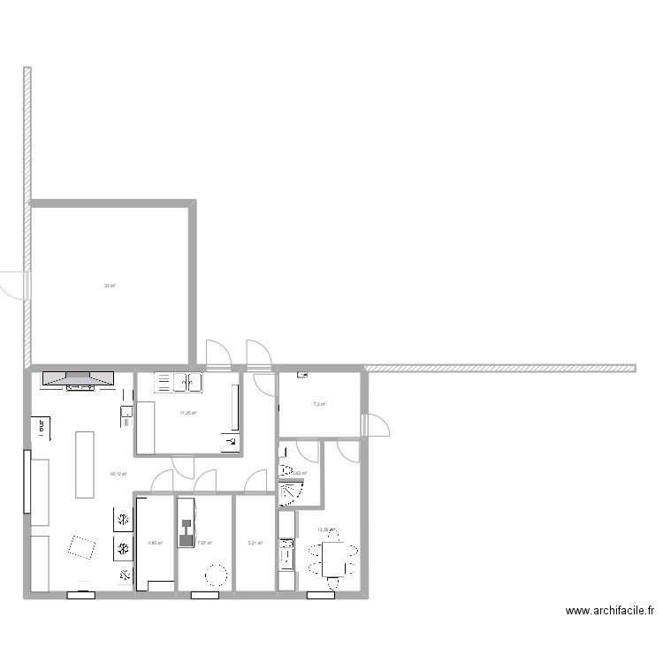 plan aj 2. Plan de 9 pièces et 125 m2