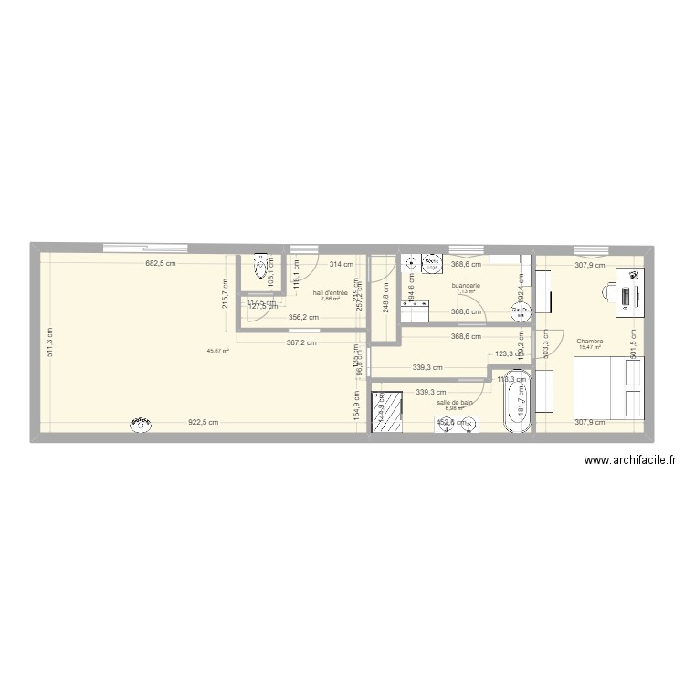 grange bis. Plan de 5 pièces et 83 m2