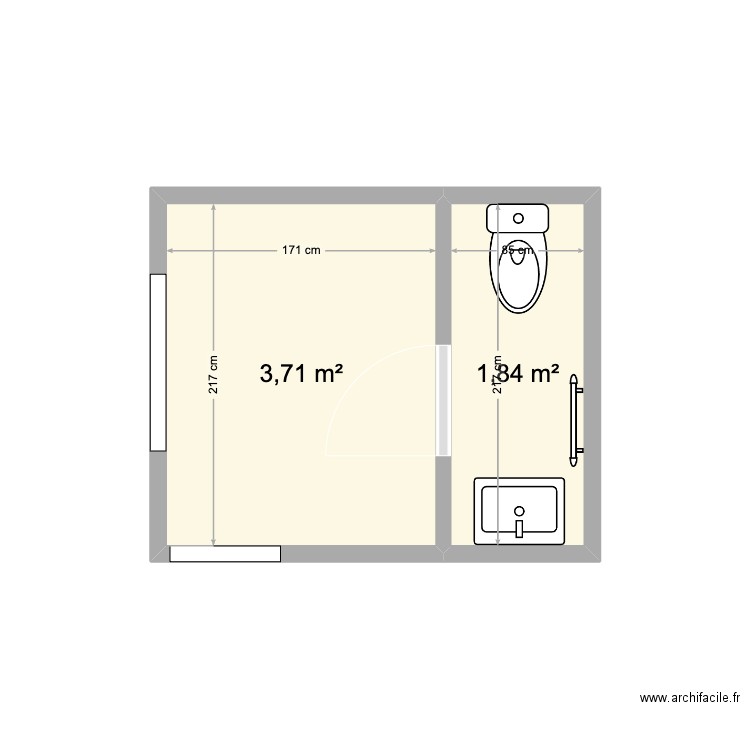 Annexe . Plan de 2 pièces et 6 m2