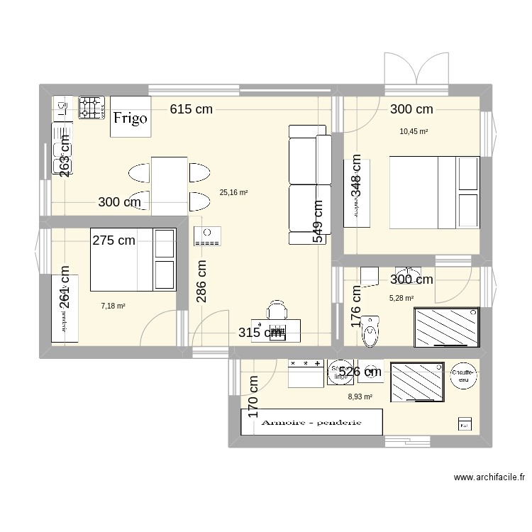 maison. Plan de 5 pièces et 57 m2