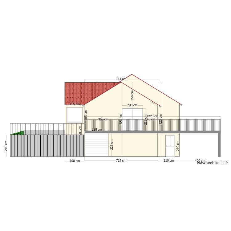 Façade sud modif LG 15/03. Plan de 0 pièce et 0 m2