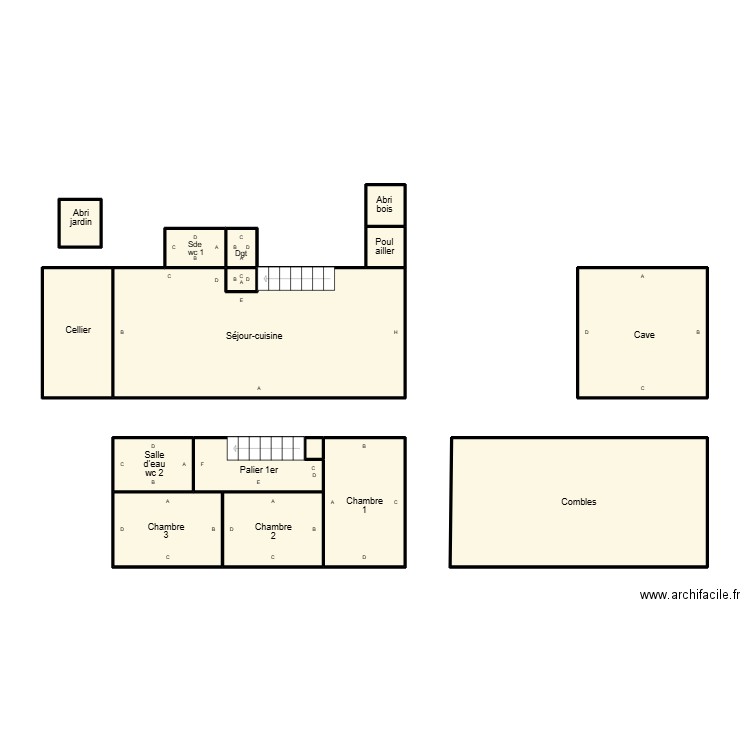 POULDERGAT CRIOU. Plan de 16 pièces et 78 m2