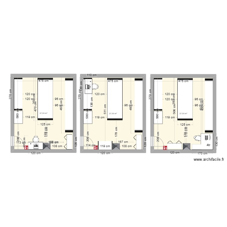 local S. Plan de 3 pièces et 83 m2