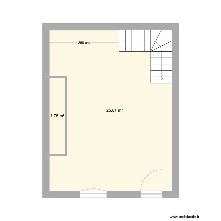 George rdc. Plan de 2 pièces et 28 m2