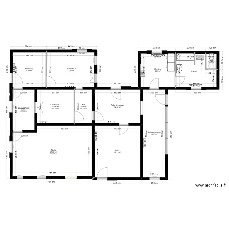 Lasserre. Plan de 12 pièces et 144 m2