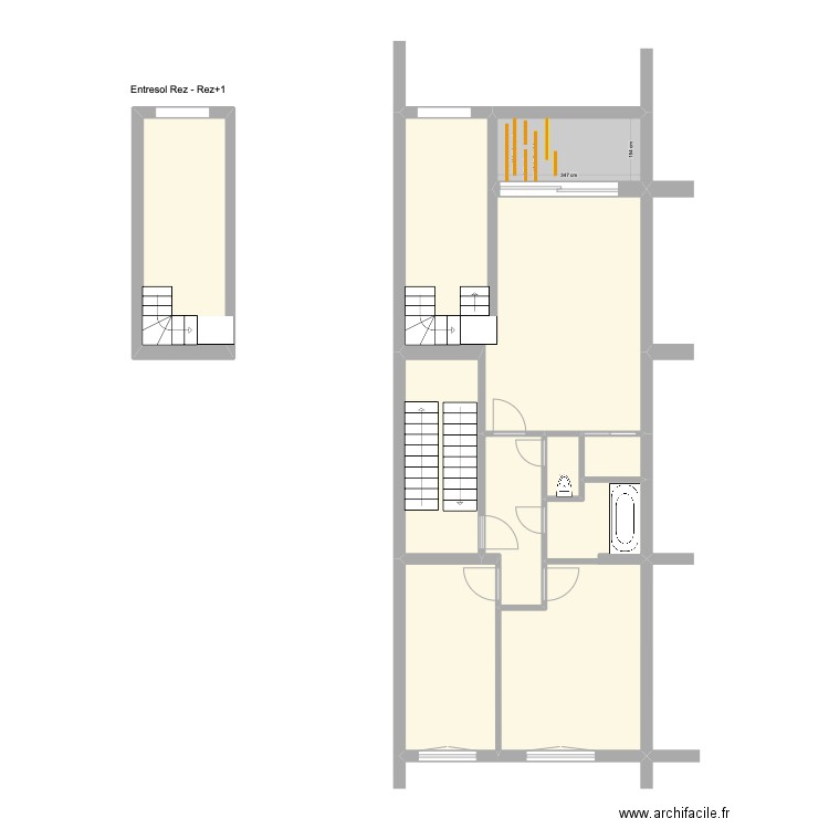 Banning 83 1e étage : Terrasse. Plan de 9 pièces et 91 m2