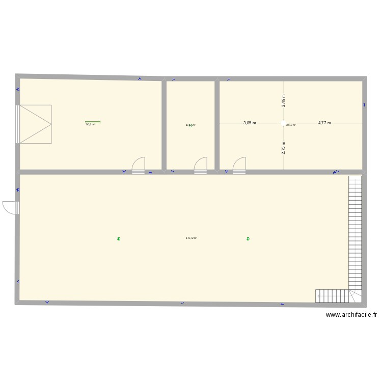 ex 1. Plan de 4 pièces et 290 m2