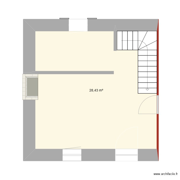 boui. Plan de 1 pièce et 28 m2