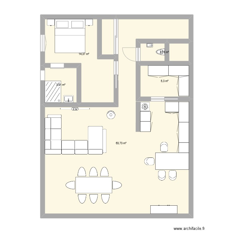 maison marie. Plan de 5 pièces et 90 m2