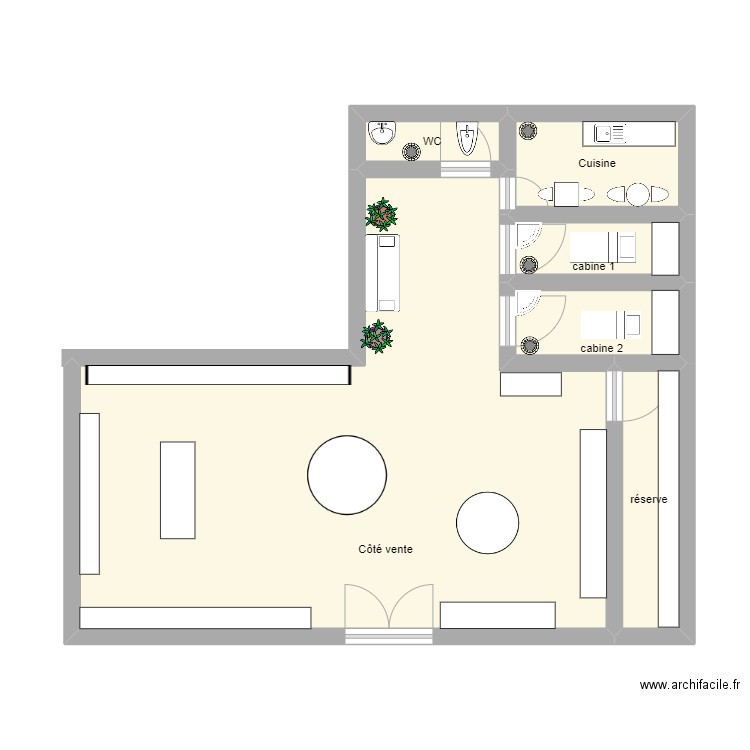 Nocibé . Plan de 6 pièces et 55 m2