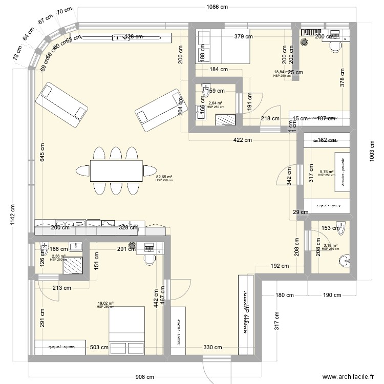 HydeTRISTAN. Plan de 7 pièces et 134 m2