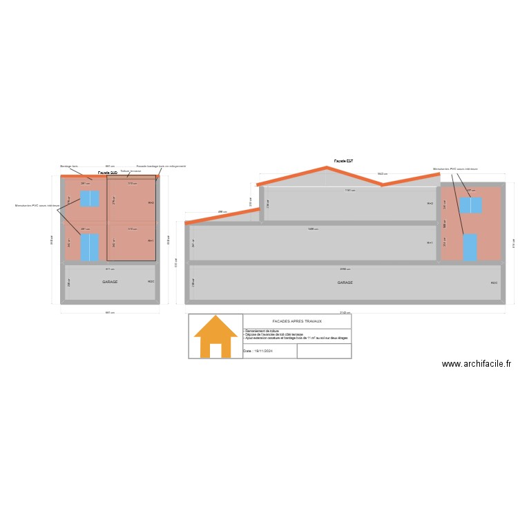 Pasteur - Facades après travaux. Plan de 9 pièces et 183 m2