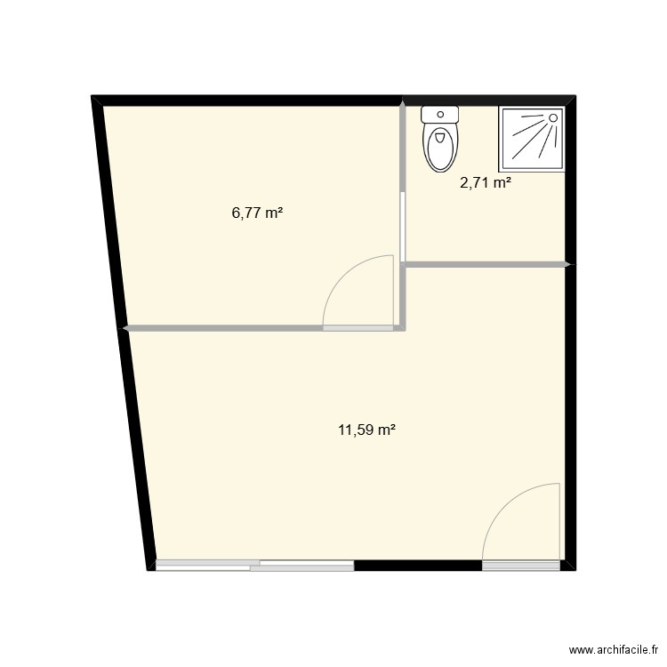 jonelière 2. Plan de 3 pièces et 21 m2