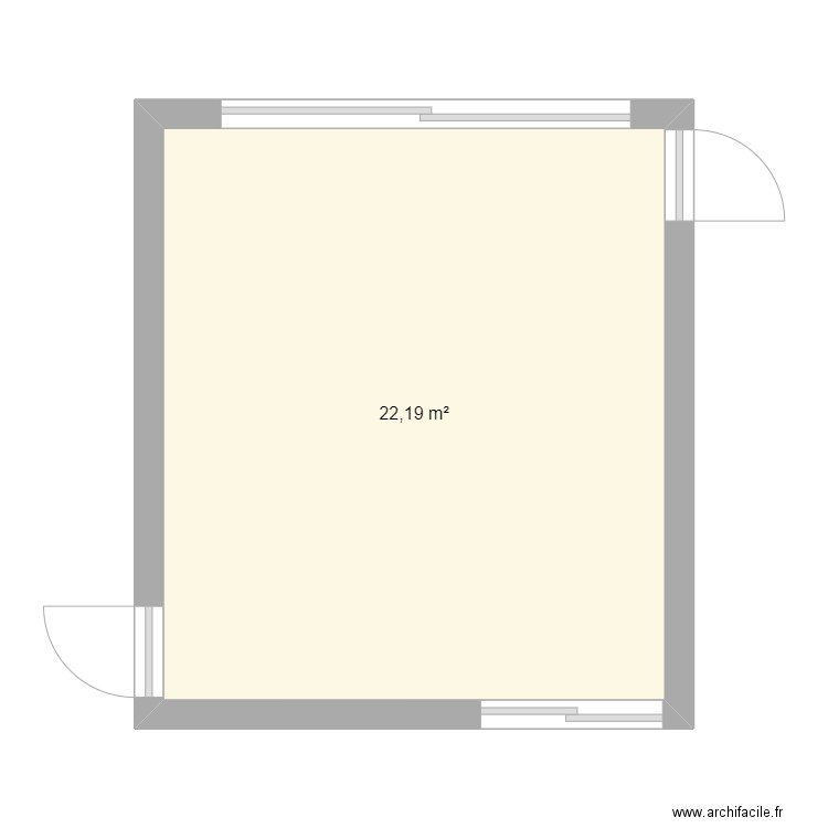 Appart modifié - salon. Plan de 1 pièce et 22 m2