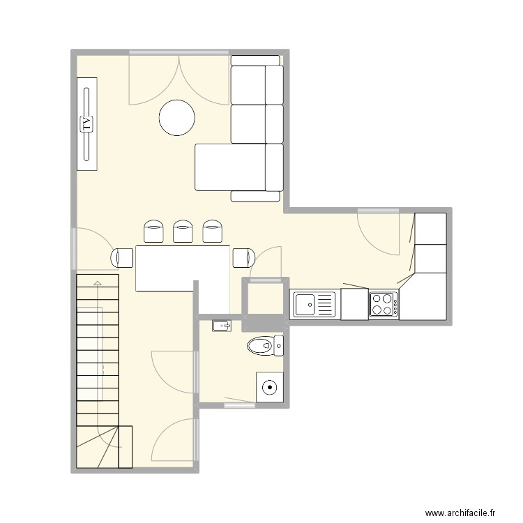 Maison aménagée. Plan de 4 pièces et 35 m2