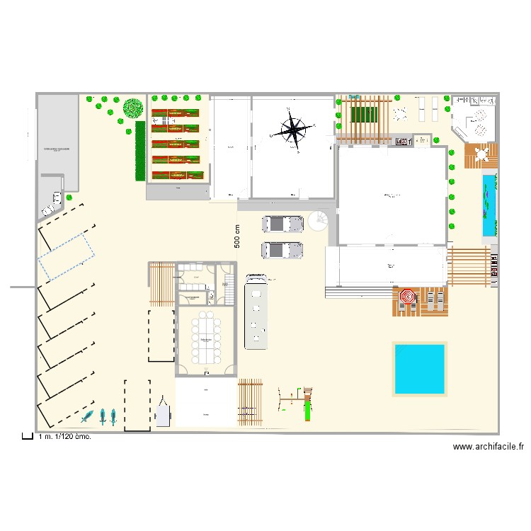 Jardin 3. Plan de 6 pièces et 102 m2