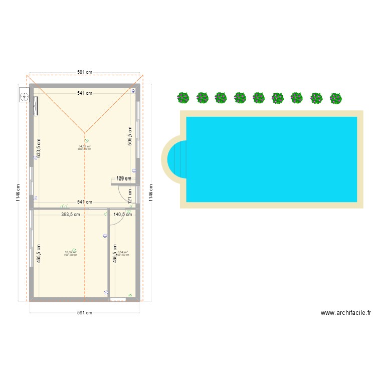 test. Plan de 3 pièces et 59 m2