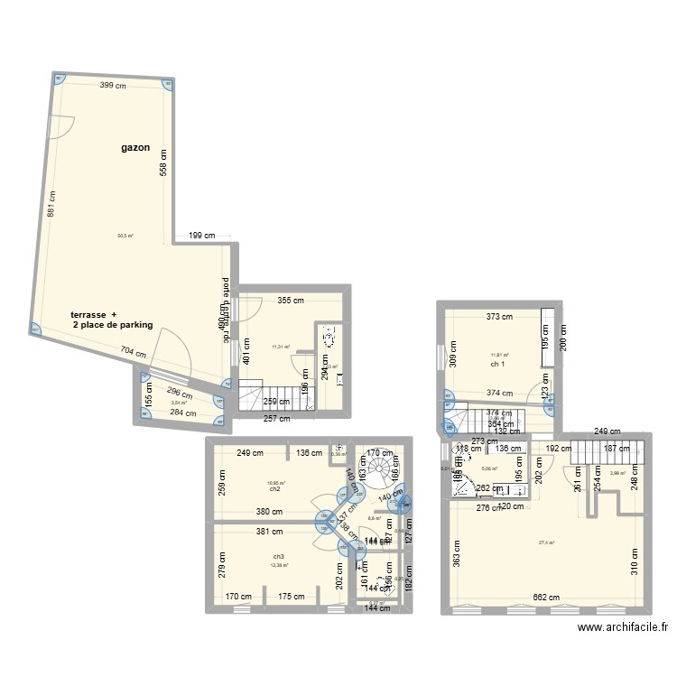 sci sdea fini . Plan de 18 pièces et 153 m2