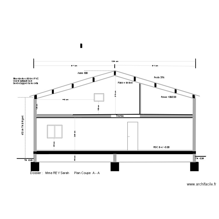 plan en coupe. Plan de 0 pièce et 0 m2