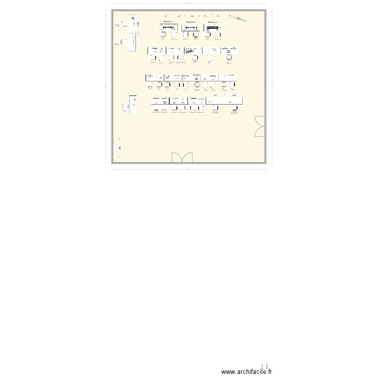 LOL IRL / IMPLANTATION REGIE V1. Plan de 1 pièce et 225 m2