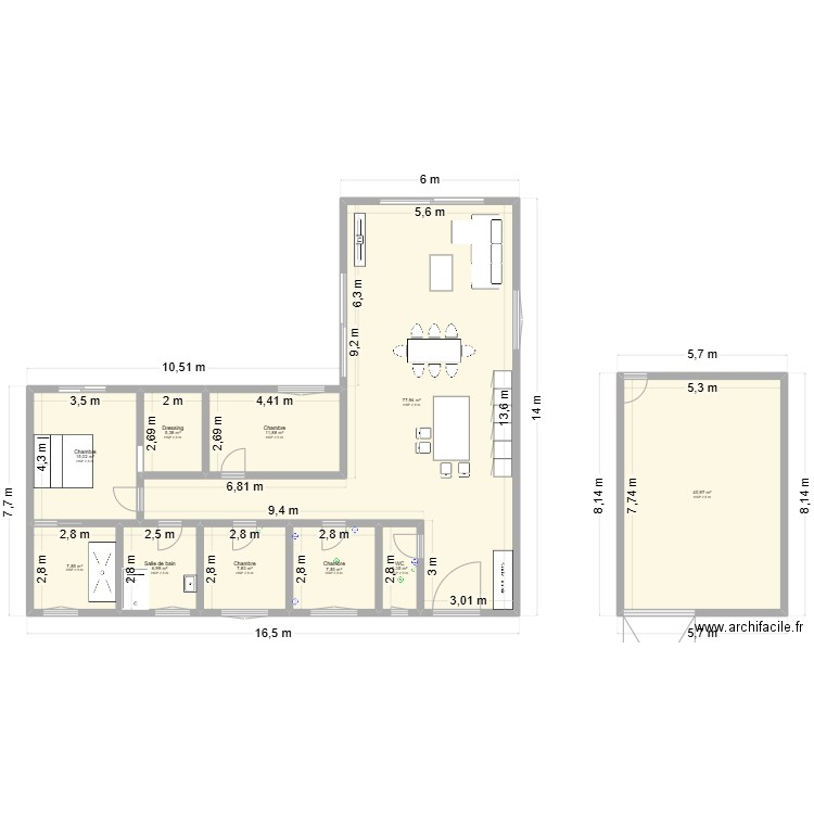 Maison 1. Plan de 10 pièces et 185 m2