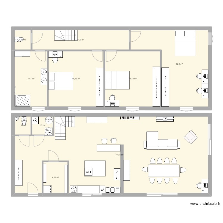 Maison V1.2. Plan de 10 pièces et 171 m2