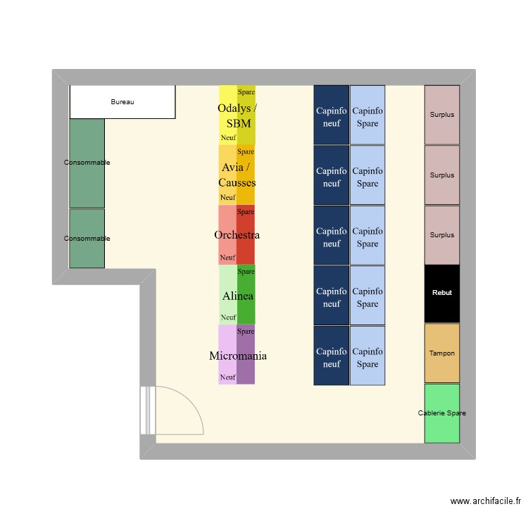 Stock montique. Plan de 1 pièce et 35 m2