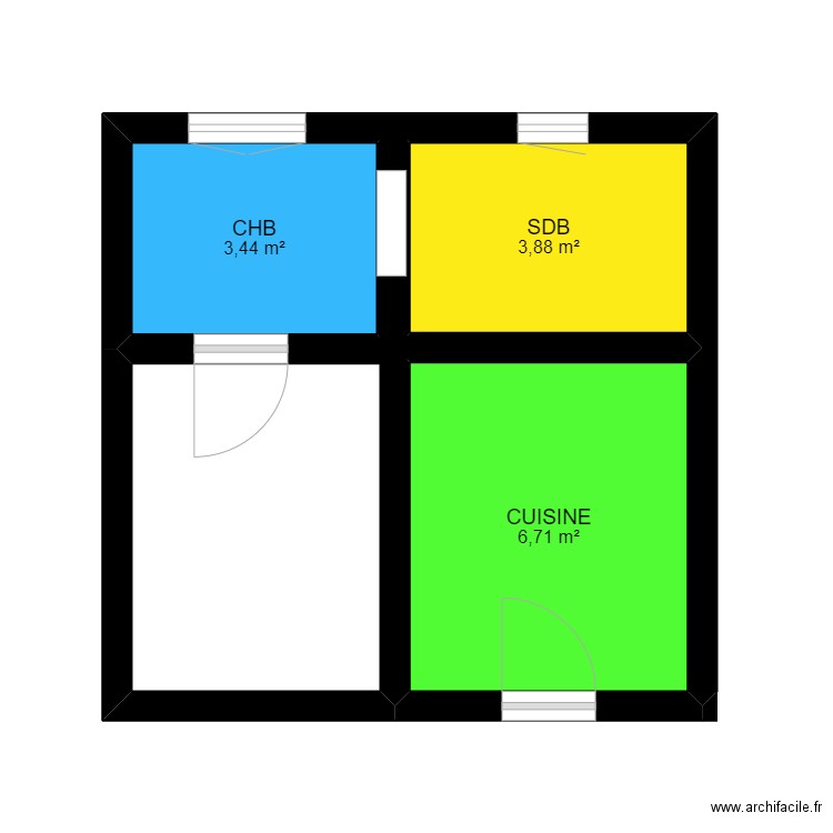 APPART 3. Plan de 3 pièces et 14 m2