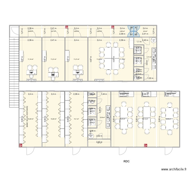 EIFFAGE CHANTIER QGF. Plan de 27 pièces et 183 m2