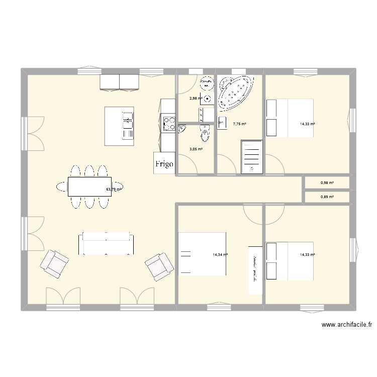 essai. Plan de 9 pièces et 122 m2