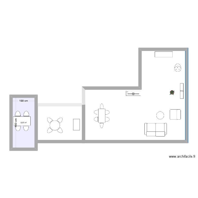 Test. Plan de 1 pièce et 9 m2